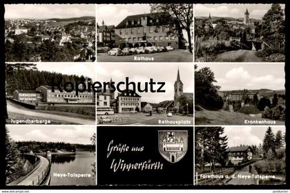 ÄLTERE POSTKARTE WIPPERFÜRTH RATHAUS NEYE-TALSPERRE FORSTHAUS KRANKENHAUS VW BWM ISETTA Ansichtskarte AK postcard cpa