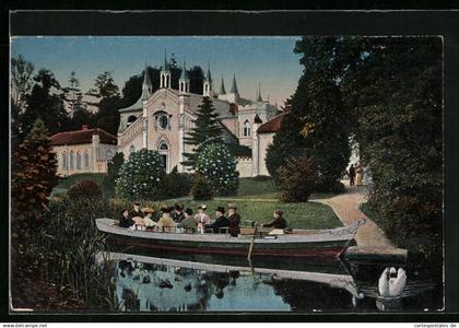 AK Wörlitz, Gondelpartie am Gotischen Hause