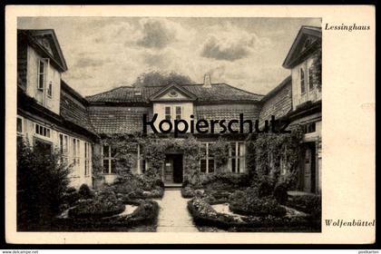 ALTE POSTKARTE WOLFENBÜTTEL LESSINGHAUS Lessing poet Stempel Feldpost Stabs- & Nachrichtenbatterie Flakersatzabteilung