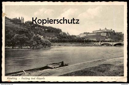 ALTE POSTKARTE WÜRZBURG 1938 FESTUNG UND KÄPPELE Schiff Boot Ansichtskarte cpa postcard AK