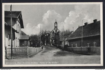 AK Münchehofe / Königs Wusterhausen, Partie an der Kirche