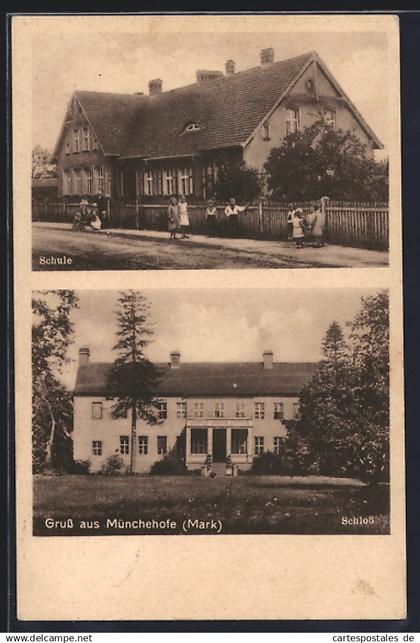 AK Münchehofe / Königs Wusterhausen, Schule und Schloss