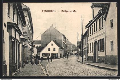 AK Teuchern, Zeitzerstrasse mit Geschäften