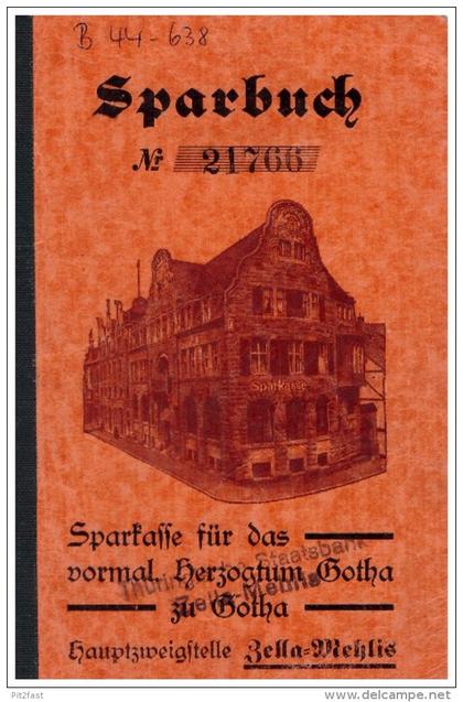 Sparbuch der Sparkasse Zella-Mehlis , 1938-1945 , Gerda Ritz , Bank , Gotha !!!