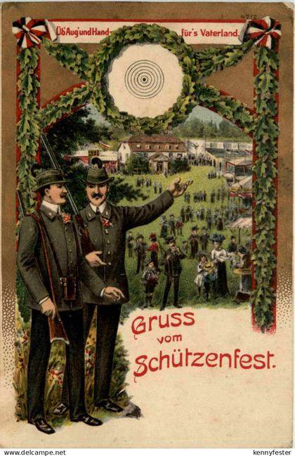 Zerbst - Gruss vom Schützenfest - Litho
