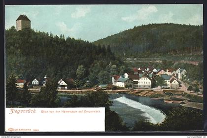 AK Ziegenrück / Saale, Blick von der Nähersaale auf Ziegenrück
