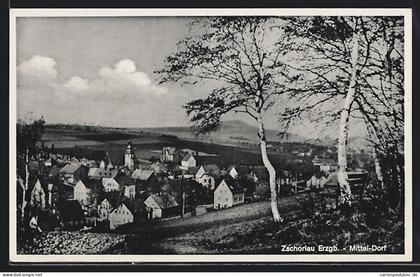 AK Zschorlau / Erzgb., Blick in das Mittel-Dorf