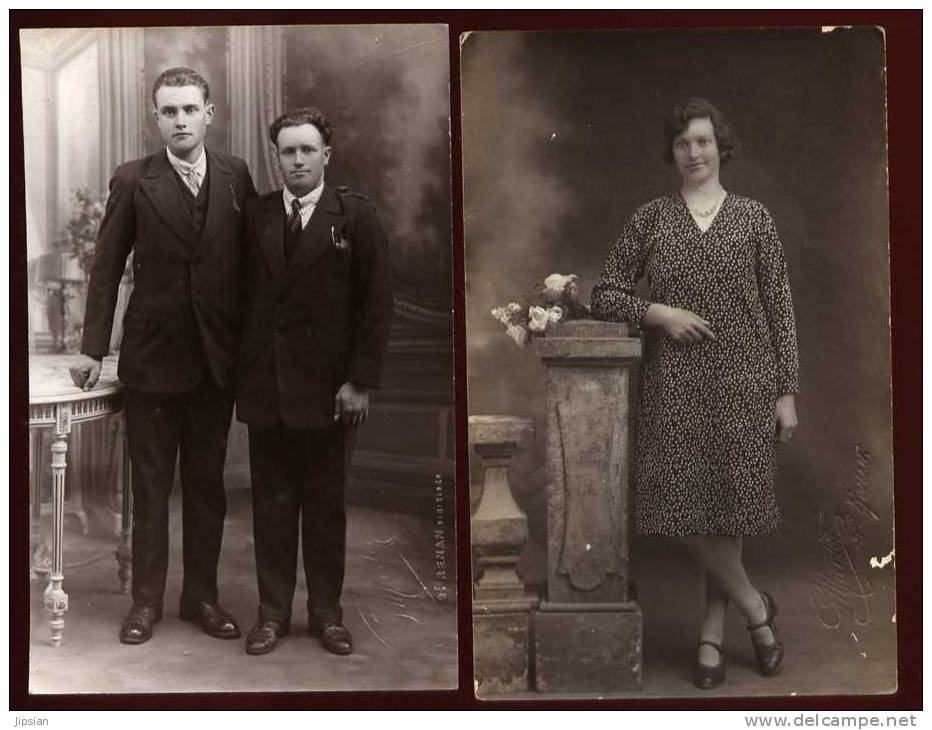 deux cpa carte photo du 29 photographe P. Martin à Saint Renan   --   Brest  EUG18