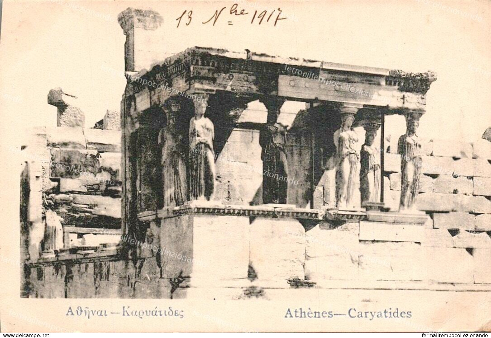 dh175 cartolina cpa athenes  atene caryatides grecia grece greece