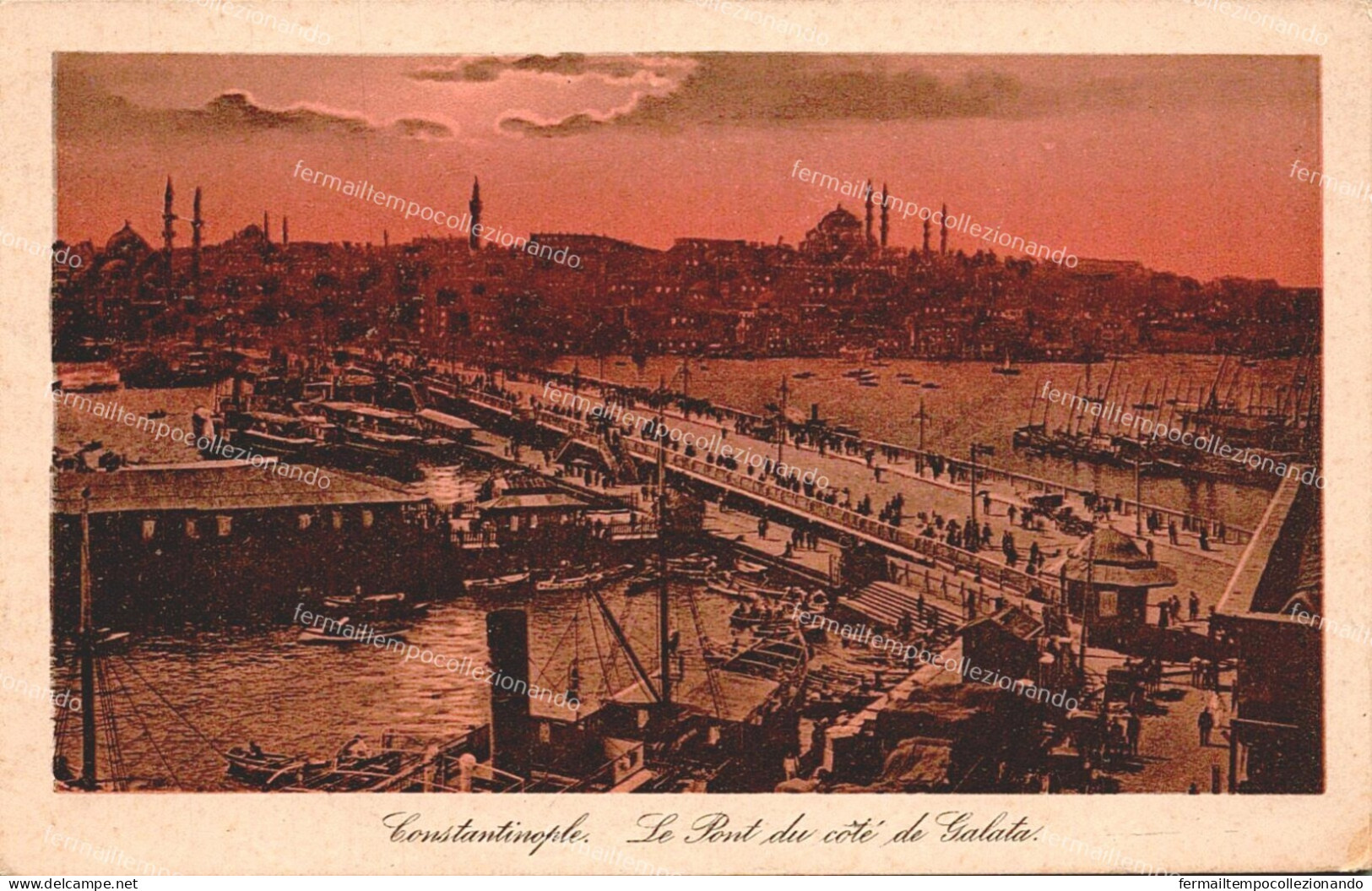 di87 cartolinacostantinople, cote de galata, turchia