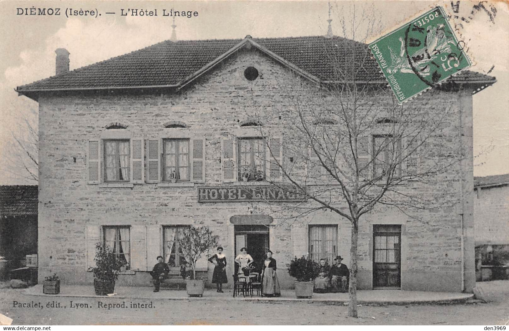 DIEMOZ (Isère) - L'Hôtel Linage - Voyagé (2 scans)