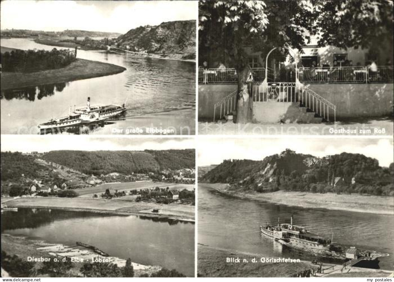 Diesbar-Seusslitz Grosse Elbbogen Dampfer Gasthaus zum Ross Goerischfelsen Loebs