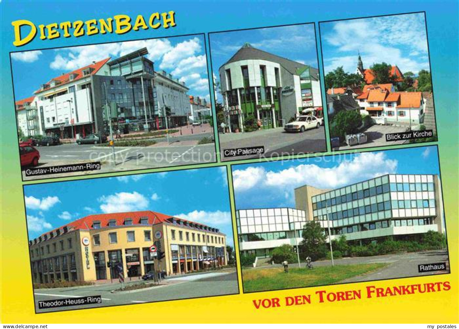 Dietzenbach Gustav-Heinemann-Ring City Passage Blick zur Kirche Theodor-Heuss-Ri