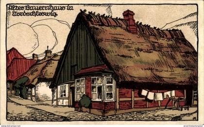 Lithographie CPA Bov Bau Nordschleswig Dänemark, Altes Bauernhaus