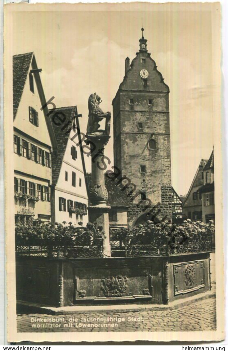 Dinkelsbühl - Wörnitztor - Löwenbrunnen - Foto-Ansichtskarte - Verlag Paul Schön Dinkelsbühl