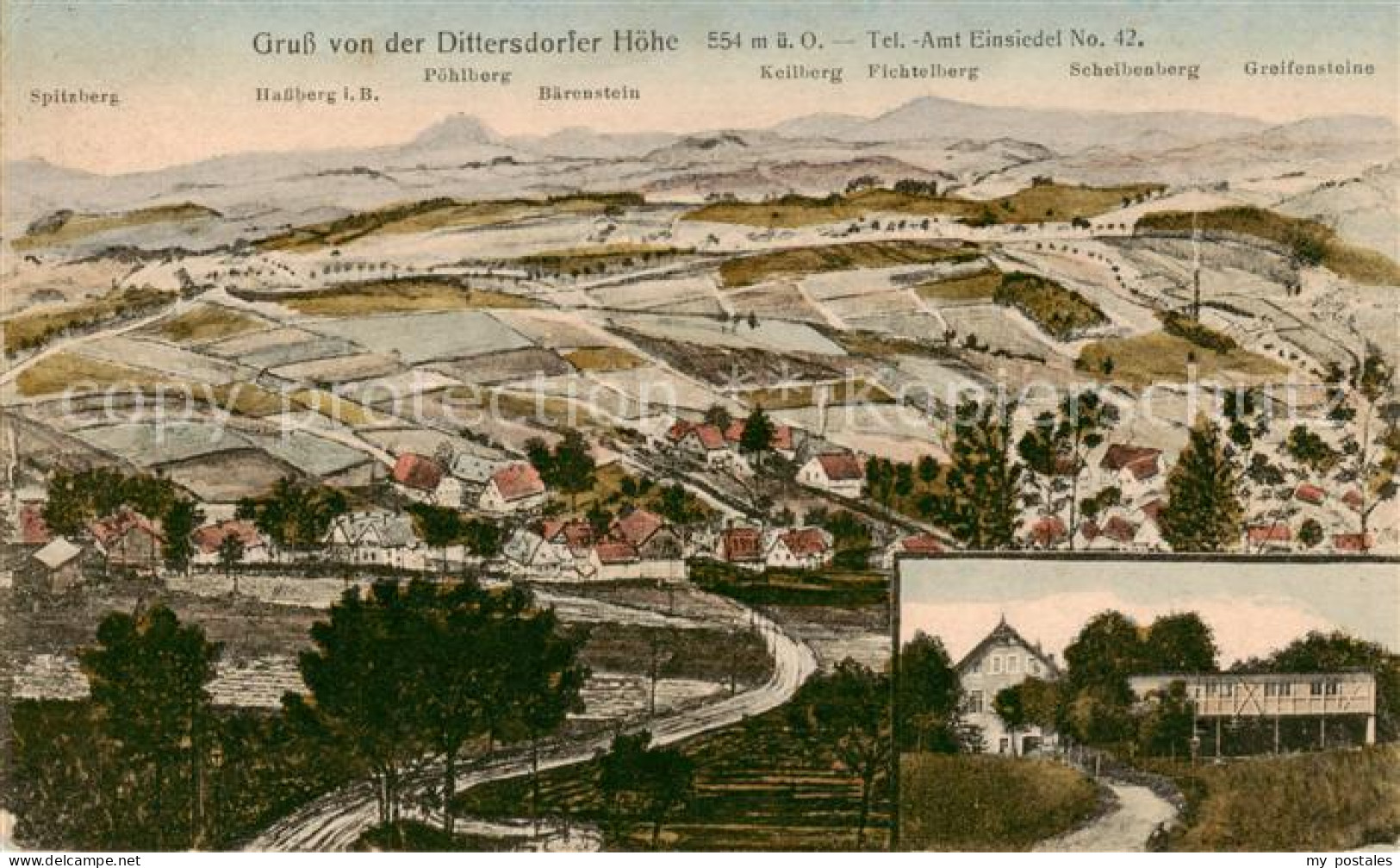 Dittersdorf Loessnitz Erzgebirge Panorama von der Dittersdorfer Hoehe