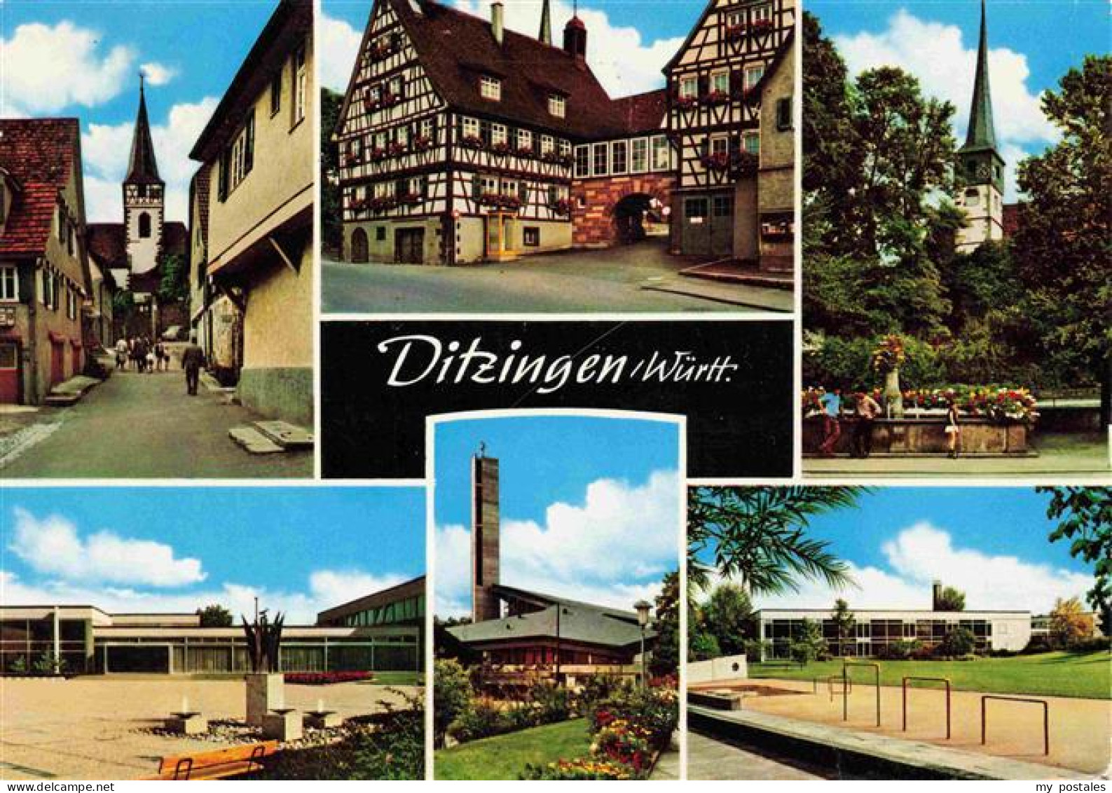 Ditzingen Motive Stadtzentrum Fachwerkhaeuser Schule