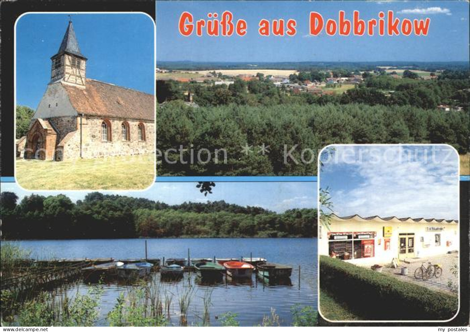 Dobbrikow Kirche Blick vom Weinberg Kahnanlegestelle Vordersee Einkaufscenter