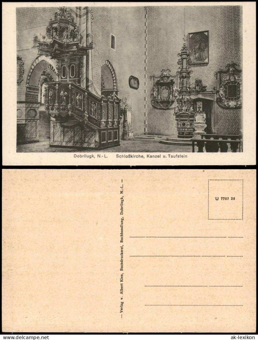 Doberlug-Kirchhain Dobrilugk Schloßkirche, Kanzel u. Taufstein 1910