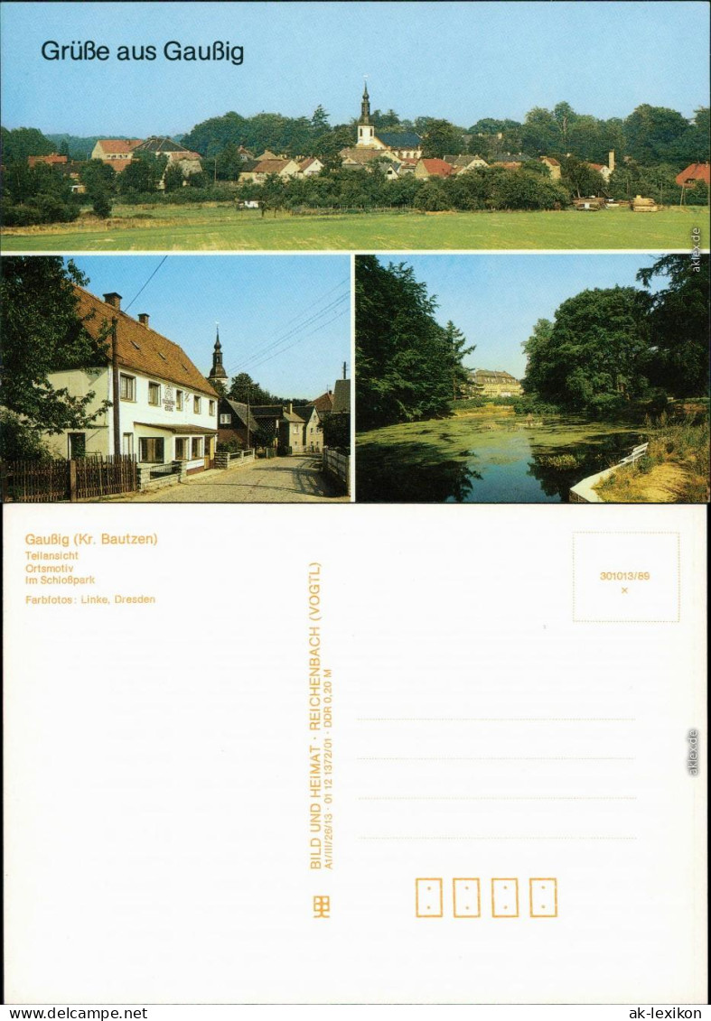Doberschau Gaußig Dobruša-Huska Teilansicht, Ortsmotiv, Schlosspark 1989