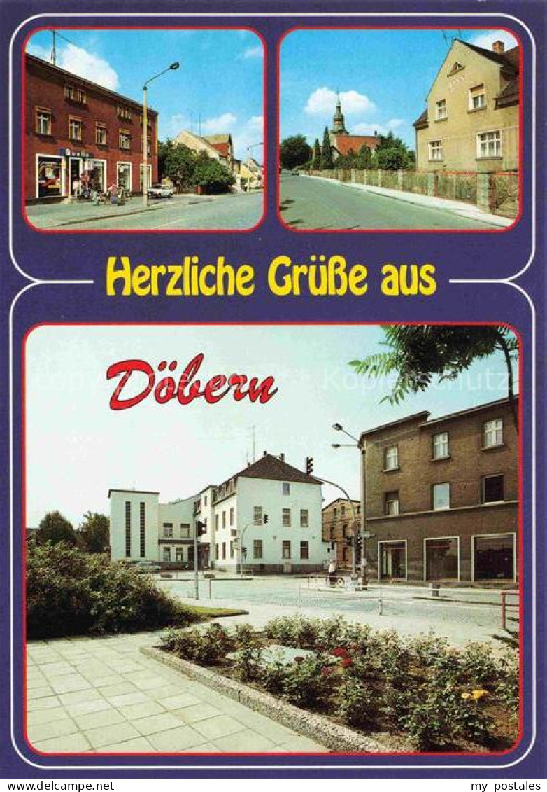 Doebern Niederlausitz Forster-Strasse Kirchstrasse Kirche Strassenszene Geschaef