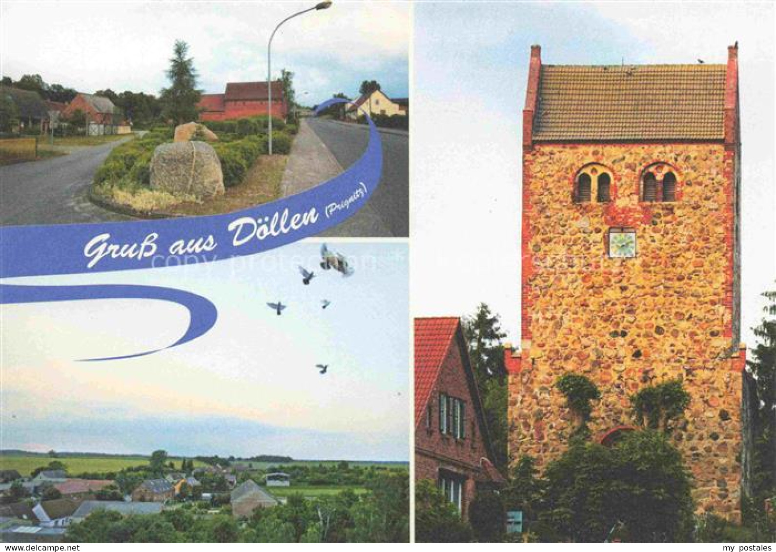 Doellen Neustadt Dosse Prignitz Brandenburg Dorfstrasse Panorama Kirche