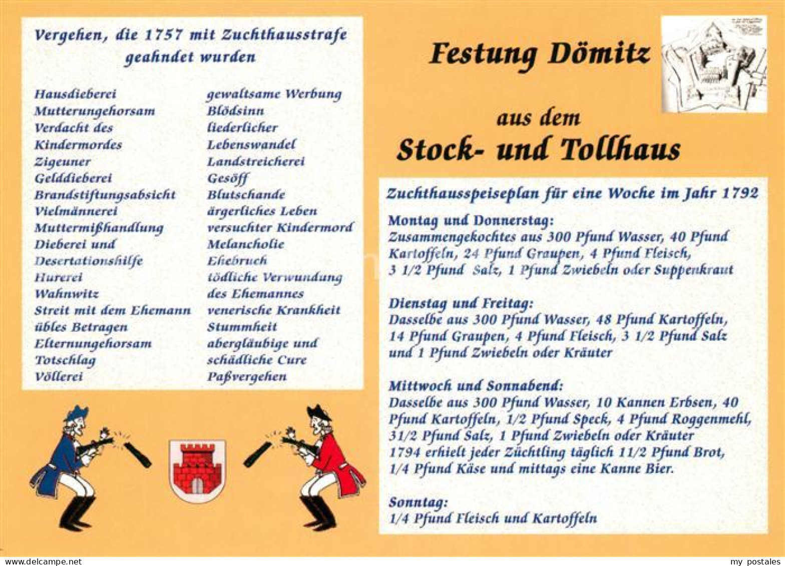 Doemitz Museum Festung Doemitz Zuchthaus Speiseplan aus dem Stock und Tollhaus