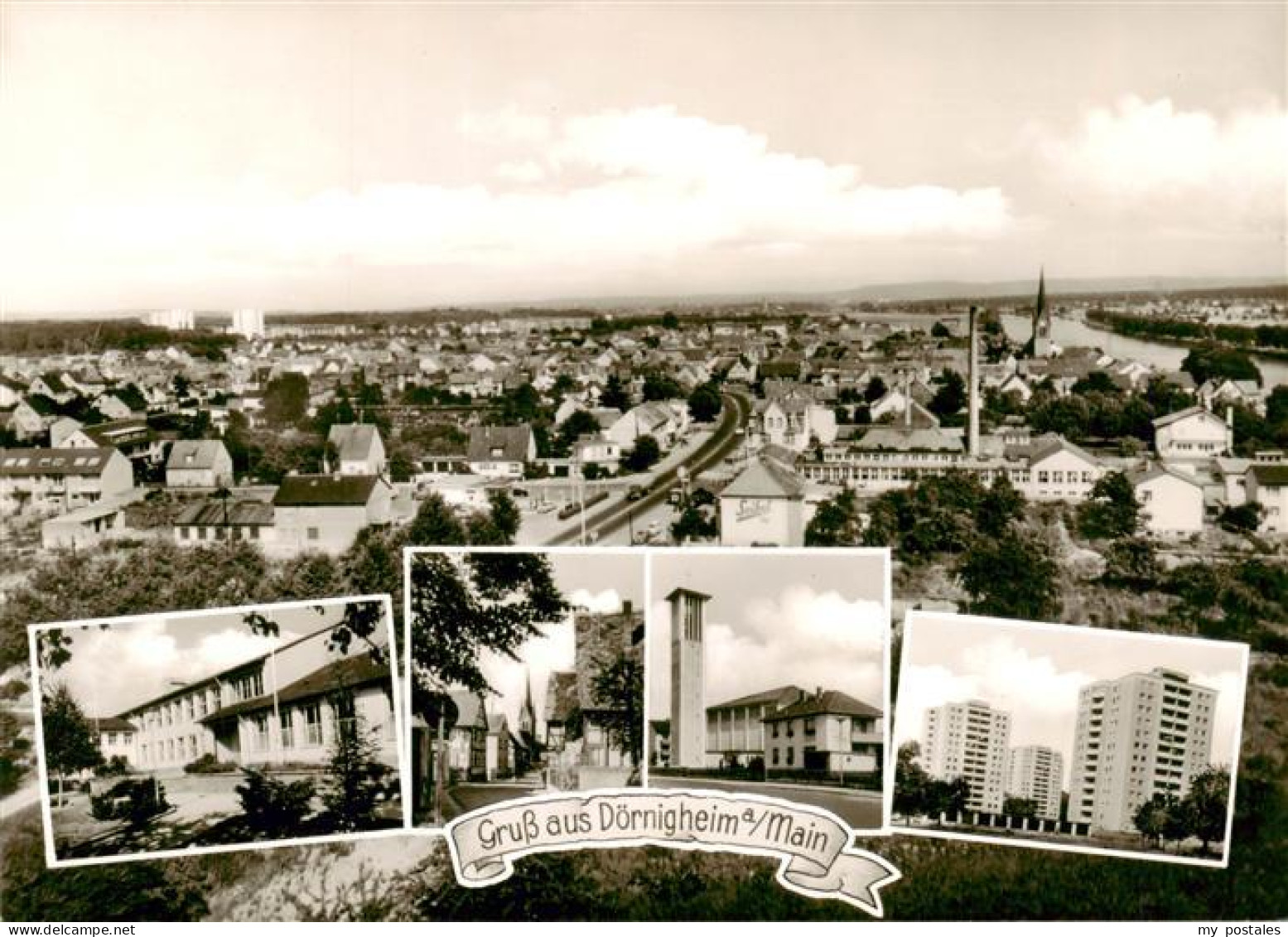 Doernigheim Maintal Stadtpanorama Kirche Hochhaeuser