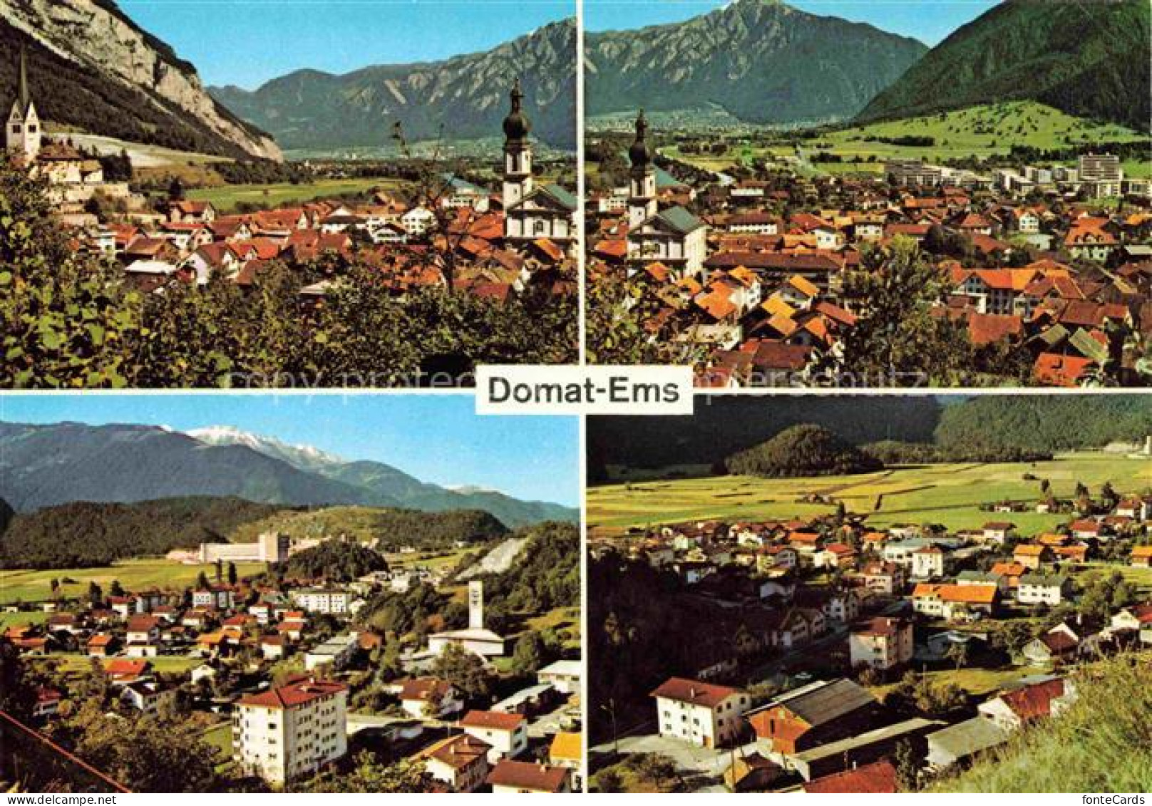 Domat Ems GR Teilansichten Panorama mit Chur und Buendner Oberland
