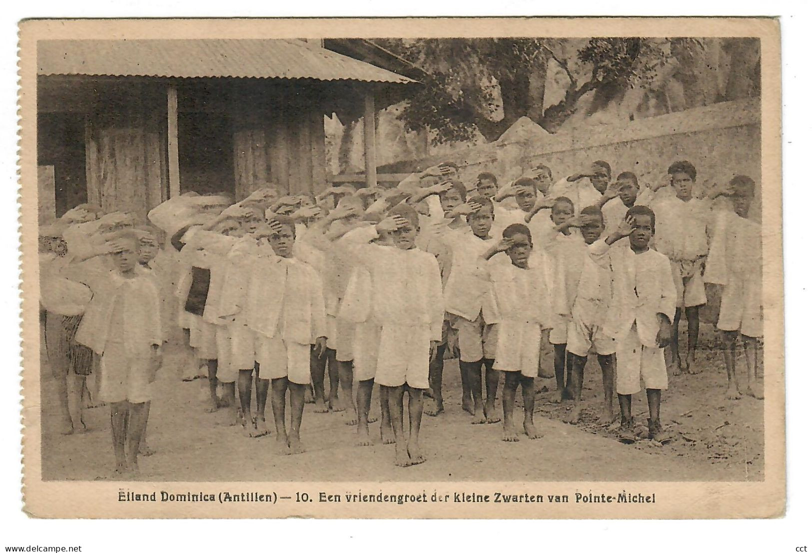 Dominican Republic   Dominica  Antillen   Eiland Dominica n° 10 Een vriendengroet der kleine Zwarten van Pointe-Michel