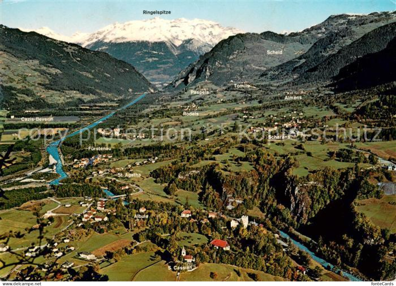 Domleschg GR Fliegeraufnahme mit Ringelspitze