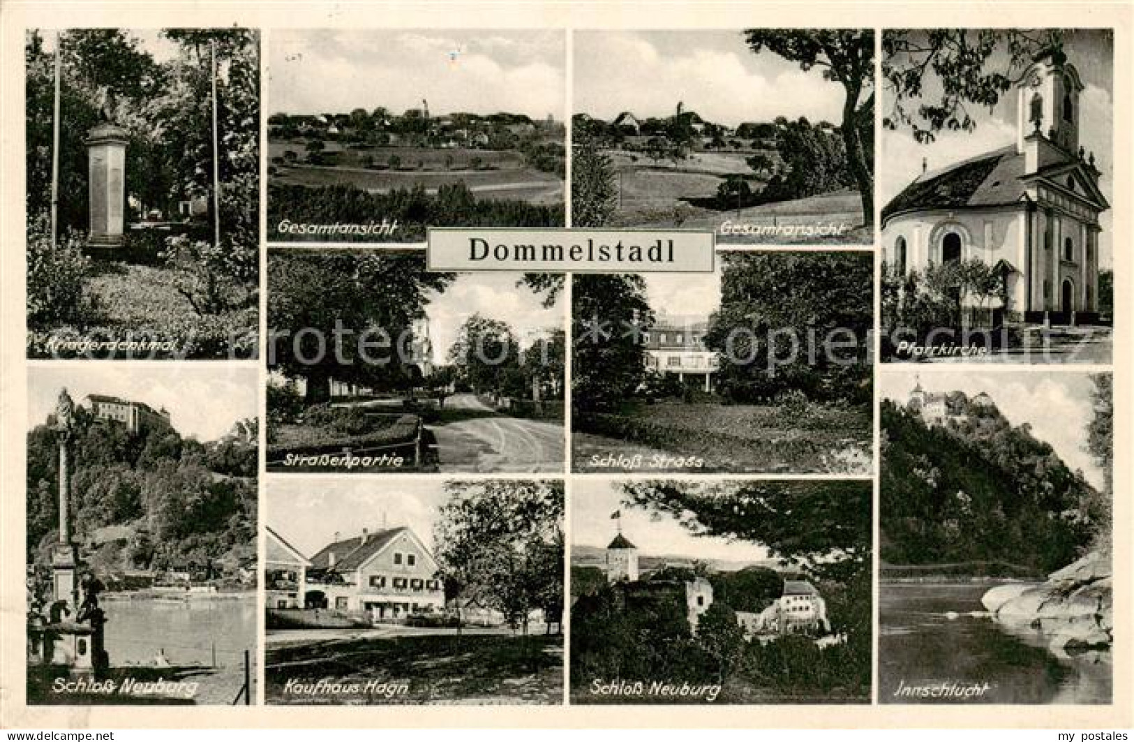 Dommelstadl Neuburg Inn Gesamtansicht Kriegerdenkmal Schloss Neuburg Kaufhaus In