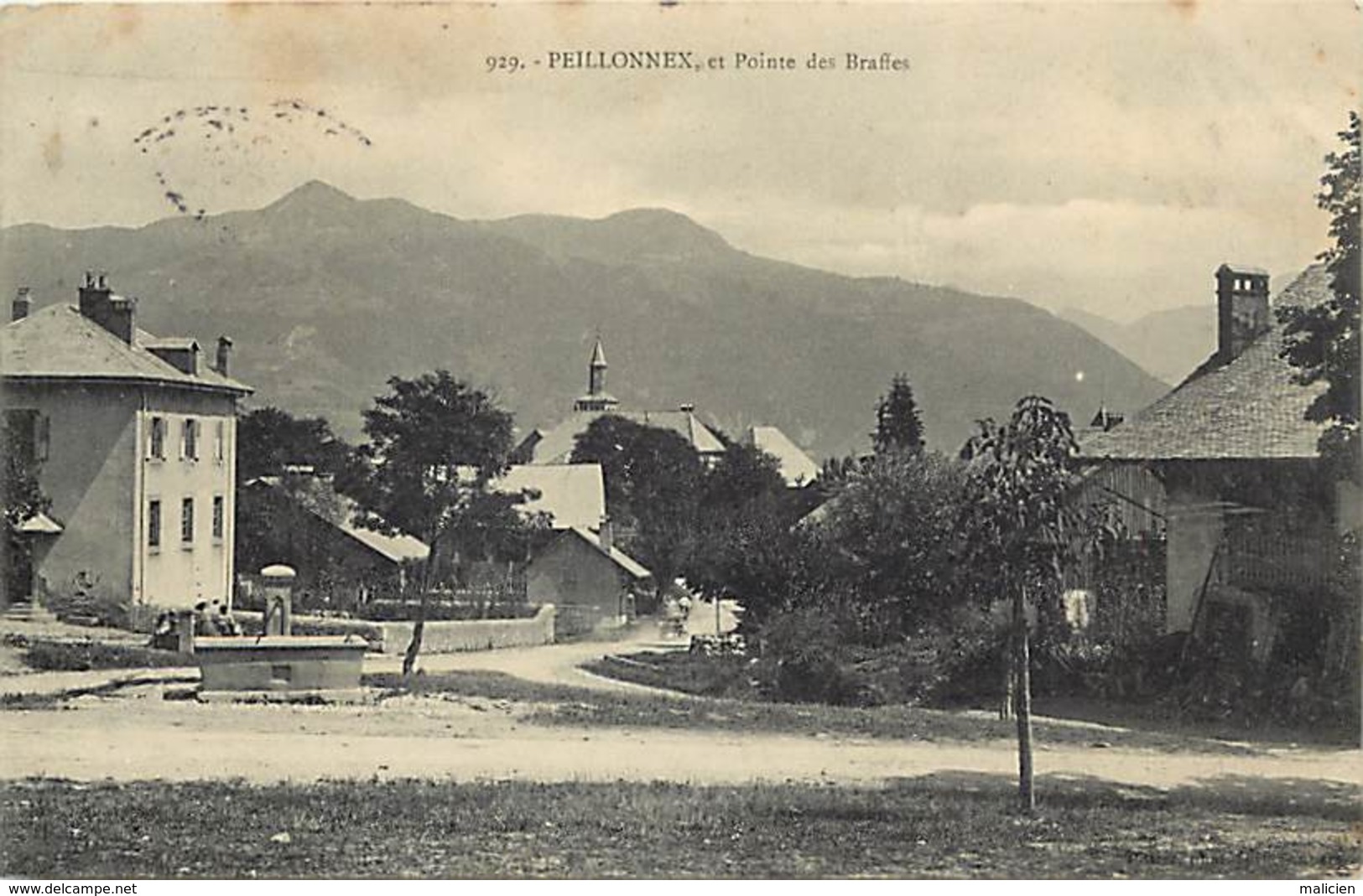 -dpts div.-ref-AB497- haute savoie - peillonnex - vue et pointe de braffes - fontaine - fontaines -