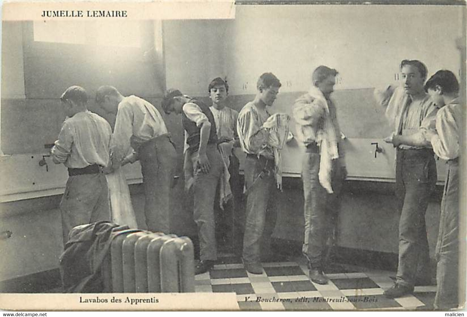 - dpts div. -ref-BC209- essonne - crosnes - crosne - jumelle lemaire - lavabo des apprentis - optique - metiers -