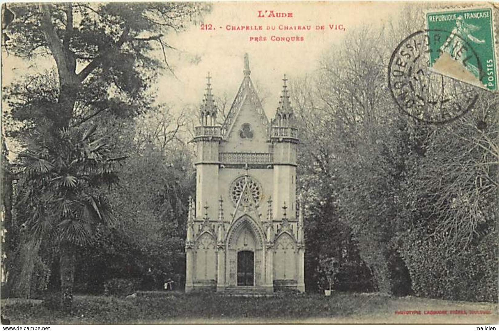 - dpts div.-ref-BC749- aude - chapelle chateau de vic près conques sur orbiel-chapelles - chateaux -serie l aude n° 212