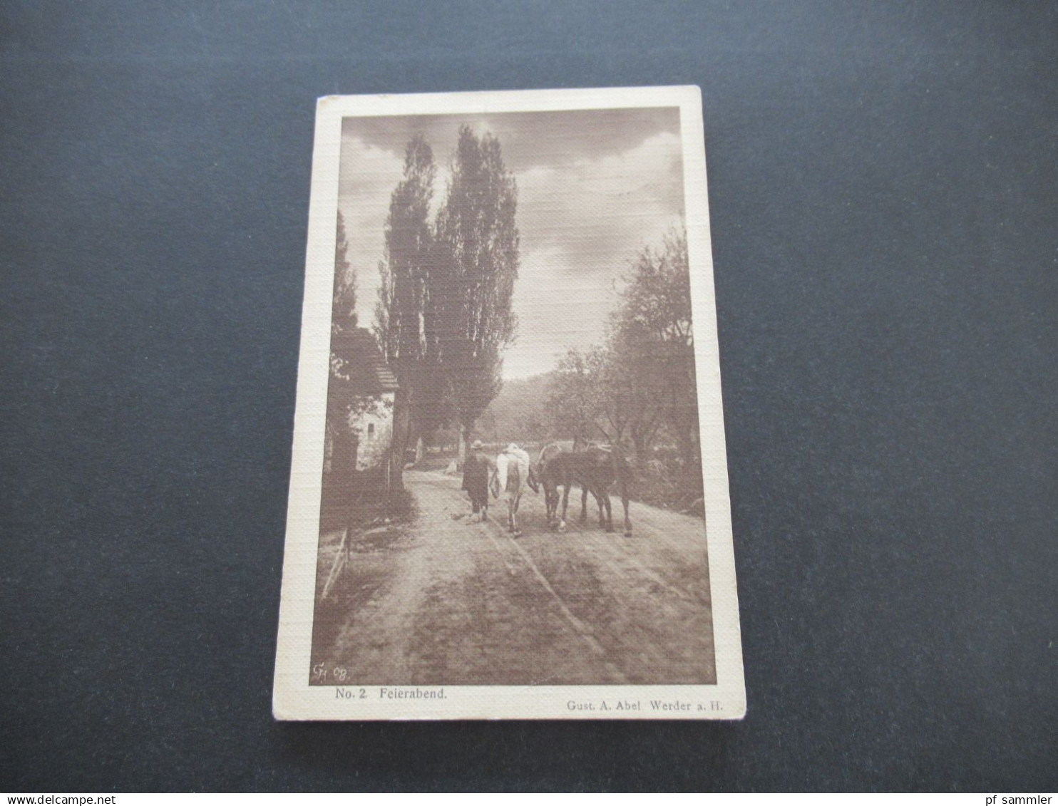 DR 1911 AK No.2 Feierabend Gust. A. Abel Werder an der Havel mit Gitterstempel Werder nach Zehlendorf gesendet