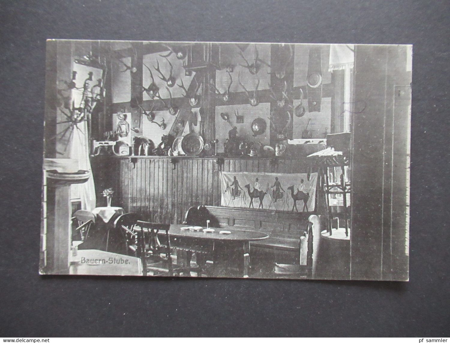 DR 1915 AK Bauern Stube Restauration zur Oeynhauser Schweiz Besitzer Carl Schalk nach Bünde gesendet