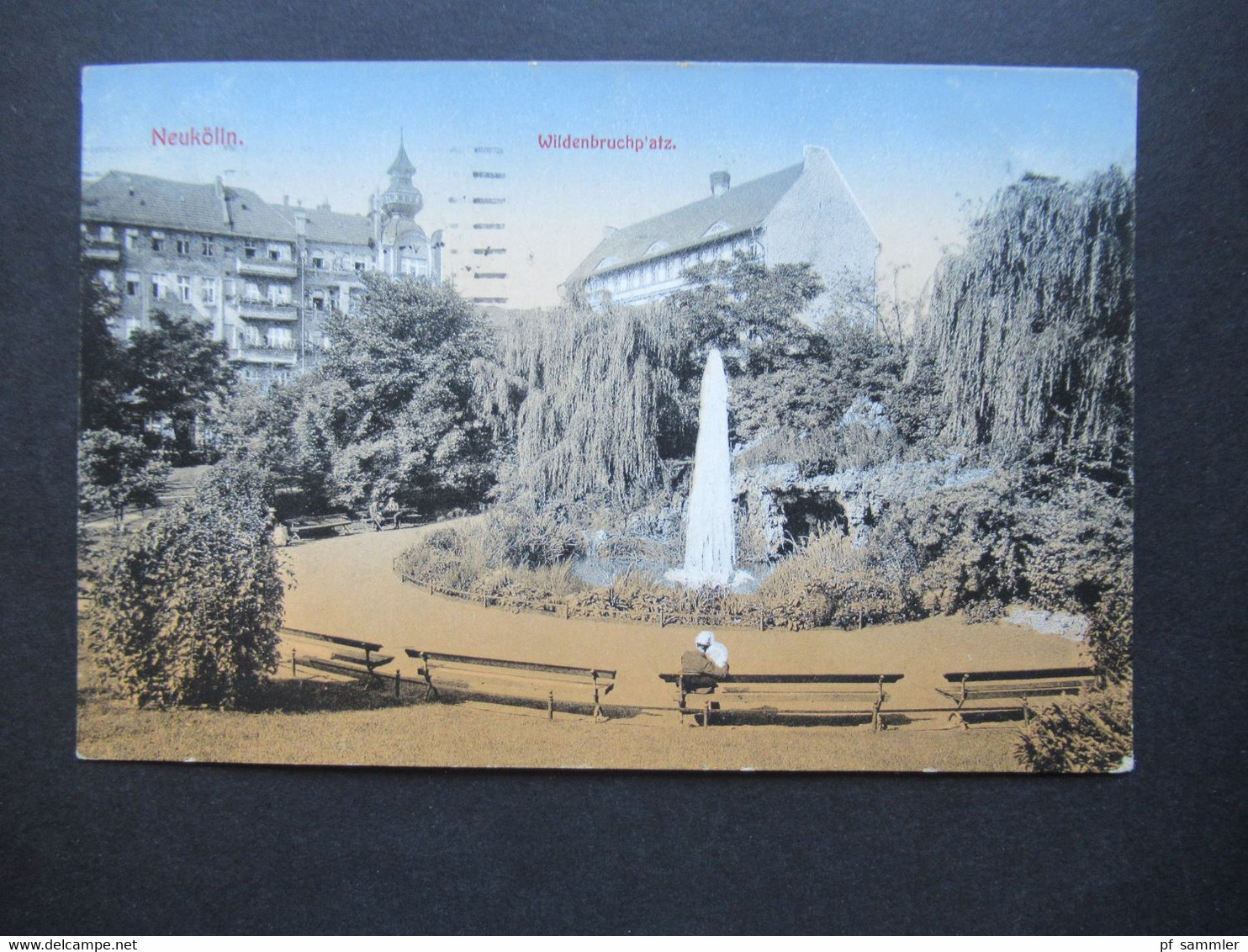 DR 1915 AK Berlin Neukölln Wildenbruchplatz / Park Verlag von Arthur Guthke, Neukölln Elbestraße 34 Schreibwarenhändler