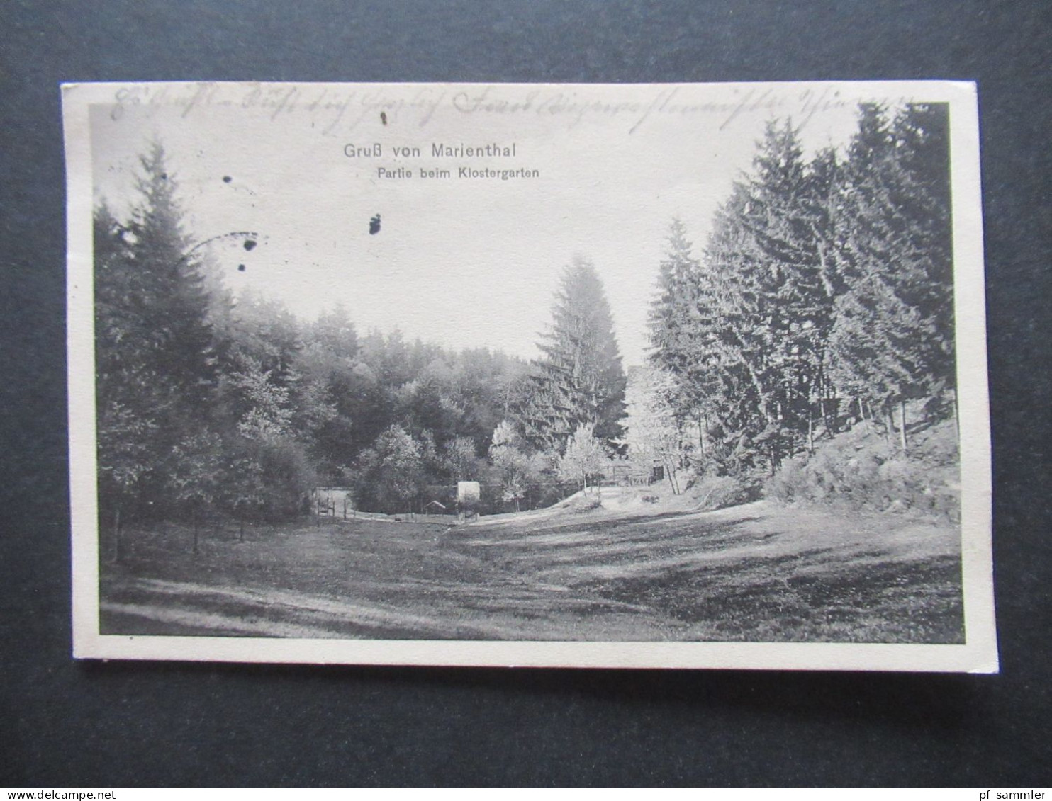 DR AK 1915 Gruß von Marienthal Partie beim Klostergarten / Westerwald / Gitterstempel Altenkirchen (Westerwald)