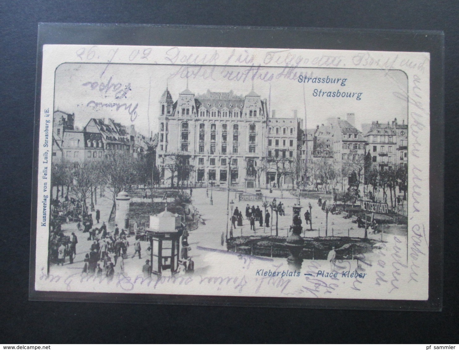 DR / Elsass AK 1902 Strassburg Kleberplatz / Place Kleber. Kunstverlag von Felix Luib, Strassburg im Elsass