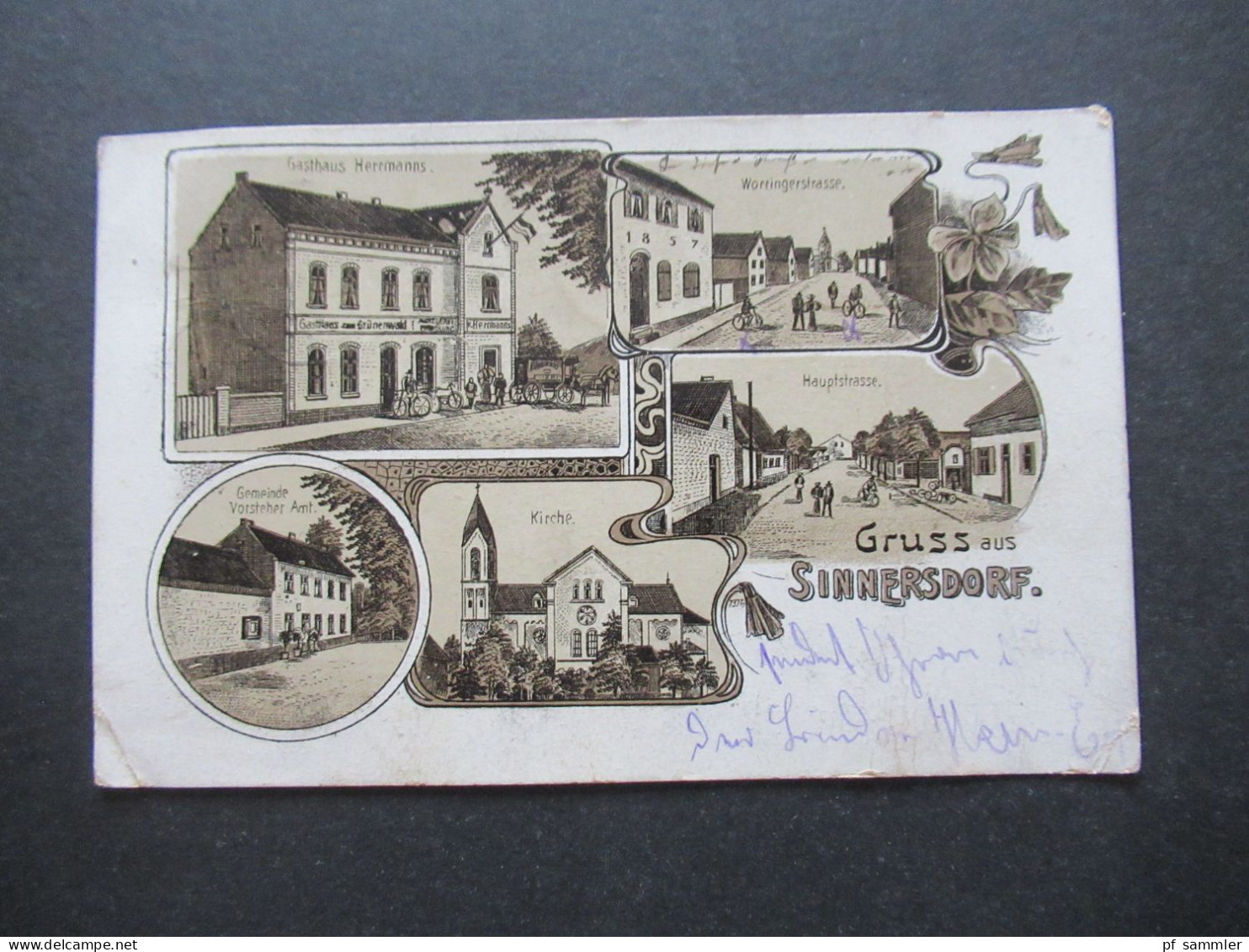 DR Litho Mehrbild AK 1913 Gruss aus Sinnersdorf (Pulheim) Gasthaus Hermanns, Worringerstrasse, Hauptstr. Gemeinde Vorste