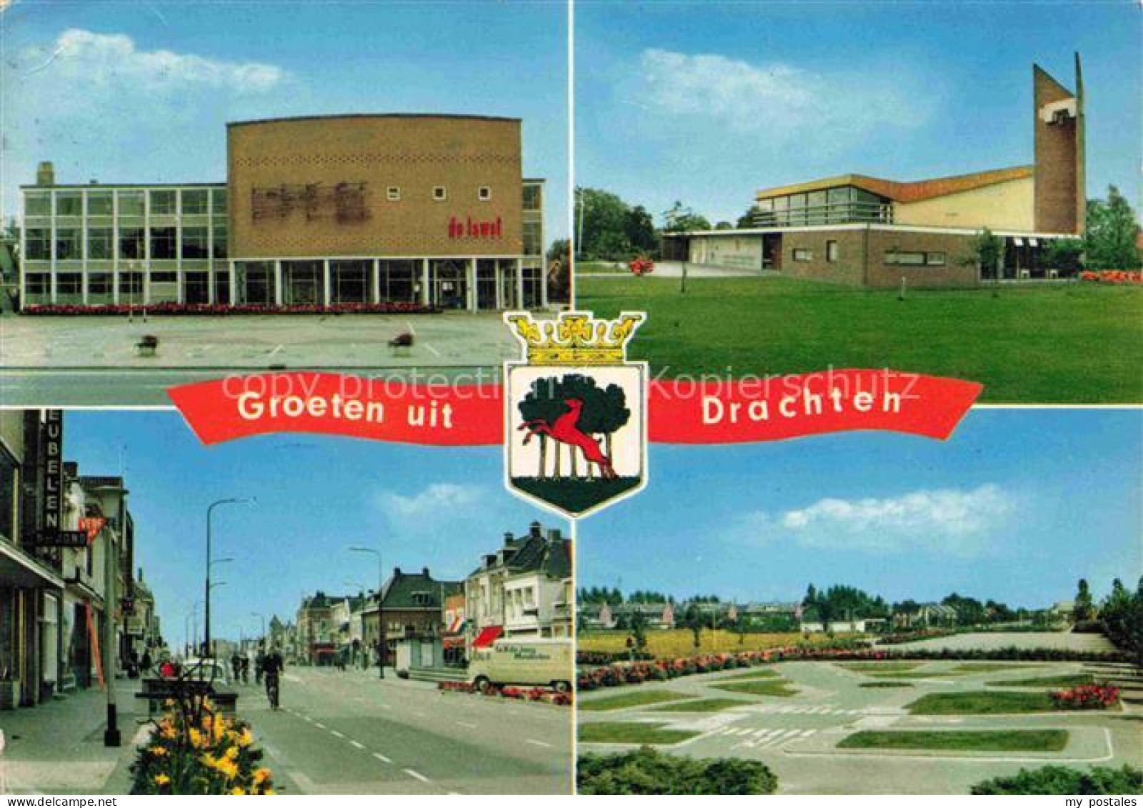 Drachten Friesland NL Hauptstrasse Park Kirche Gebaeude