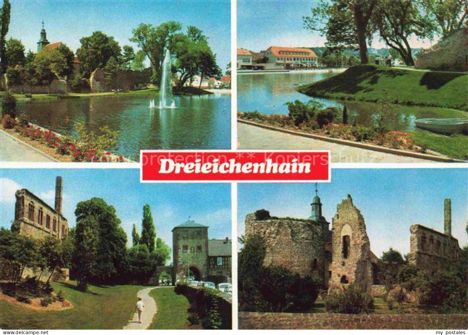 Dreieichenhain Stadtpark mit Fontaene Burgruine