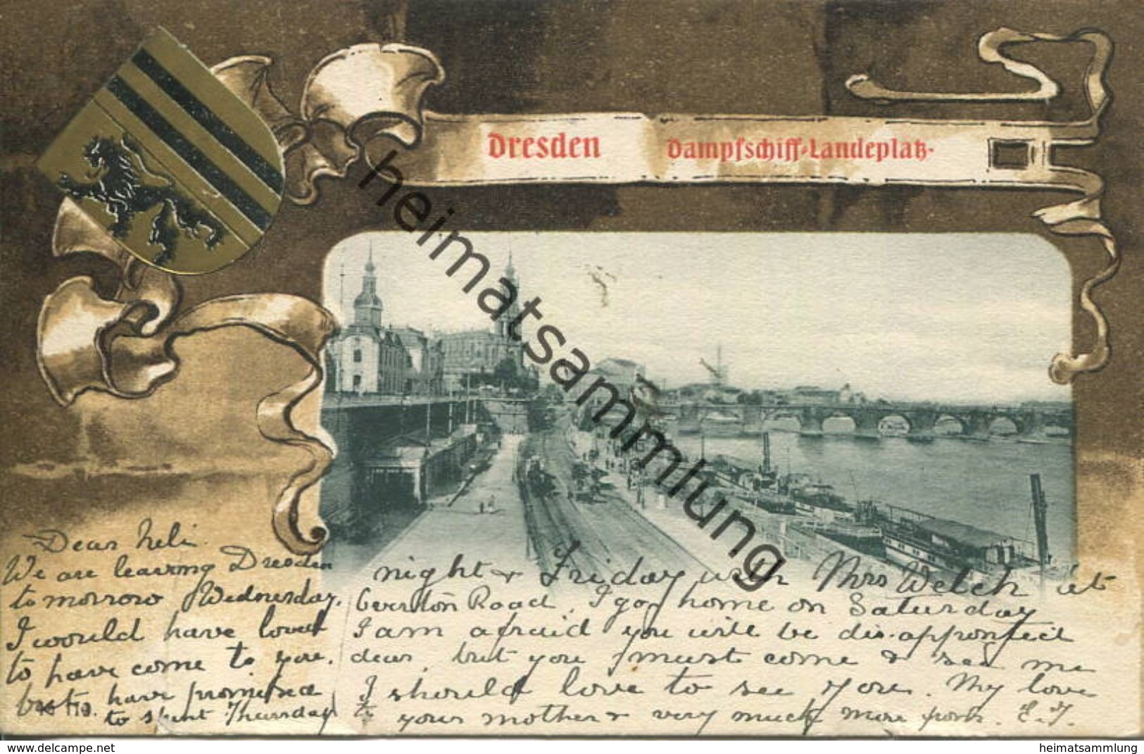 Dresden - Dampfschiff-Landeplatz - Verlag Gebr. Schelzel Dresden gel. 1901