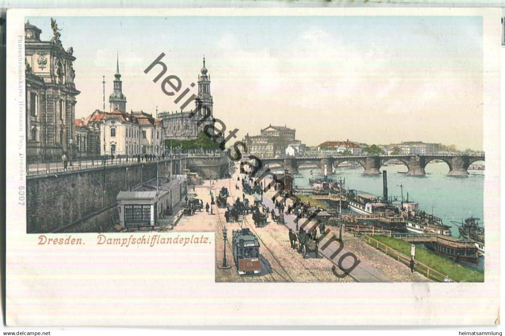Dresden - Dampfschifflandeplatz - Strassenbahn - Verlag Hermann Poy Dresden