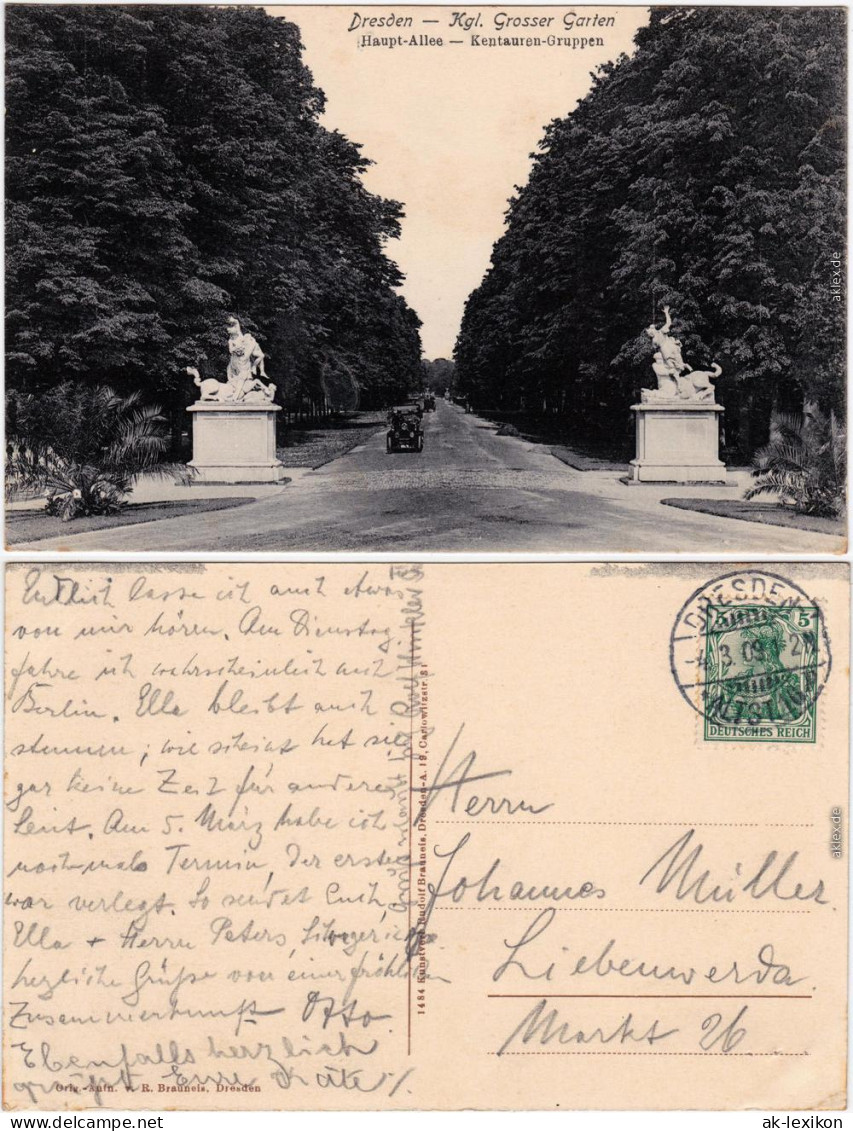 Dresden Drježdźany Großer Garten - Auto, Kentauren Gruppe 1909