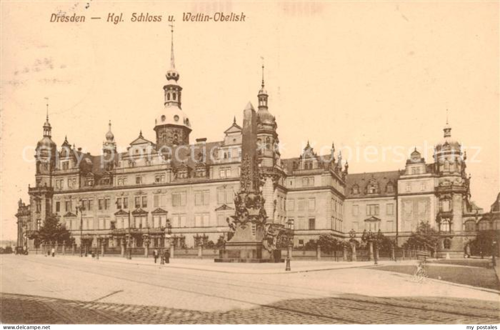 Dresden Elbe Kgl Schloss und Wettin Obelisk