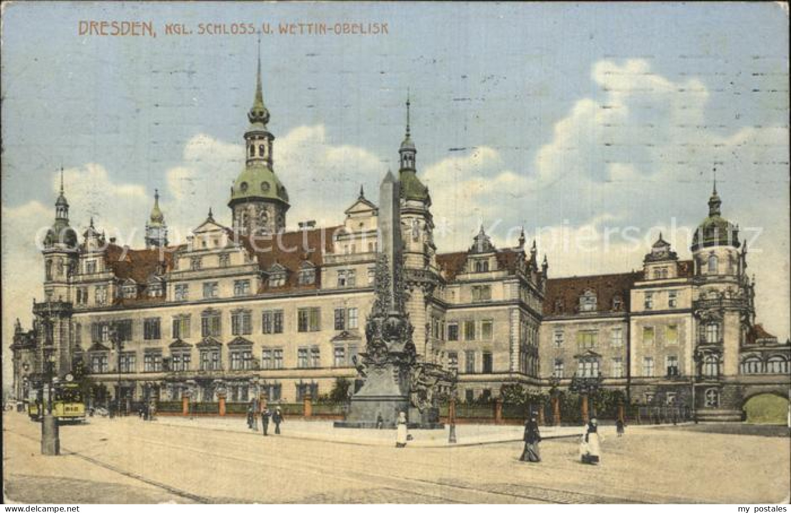 DRESDEN Elbe Kgl Schloss und Wettin Obelisk