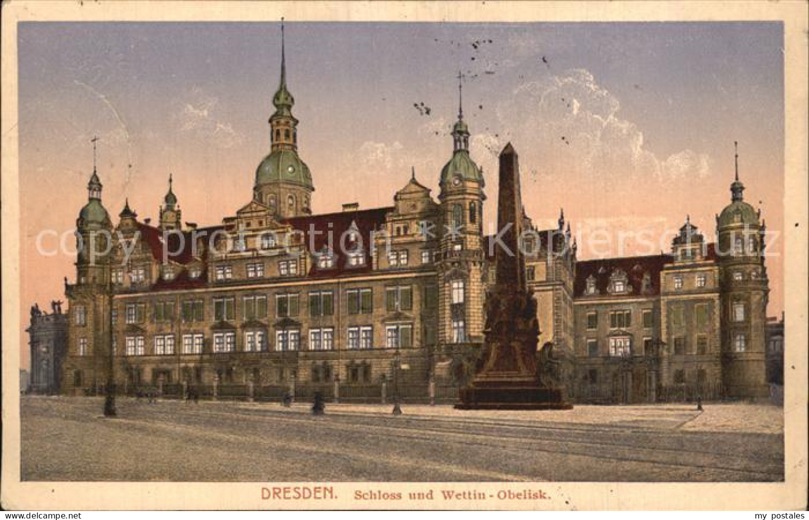 DRESDEN Elbe Schloss und Wettin Obelisk