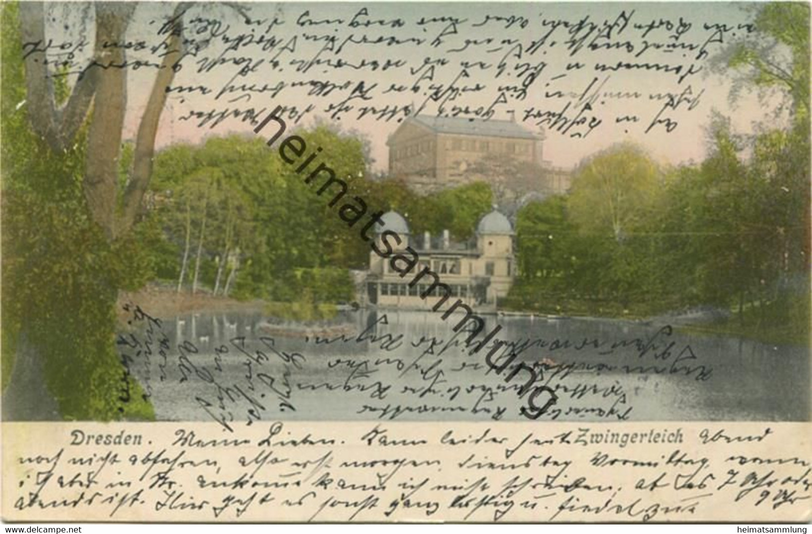 Dresden - Zwingerteich - Verlag Rudolf Brauneis Dresden gel. 1905